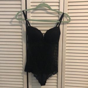 Vintage! Black Lace Bodysuit, small